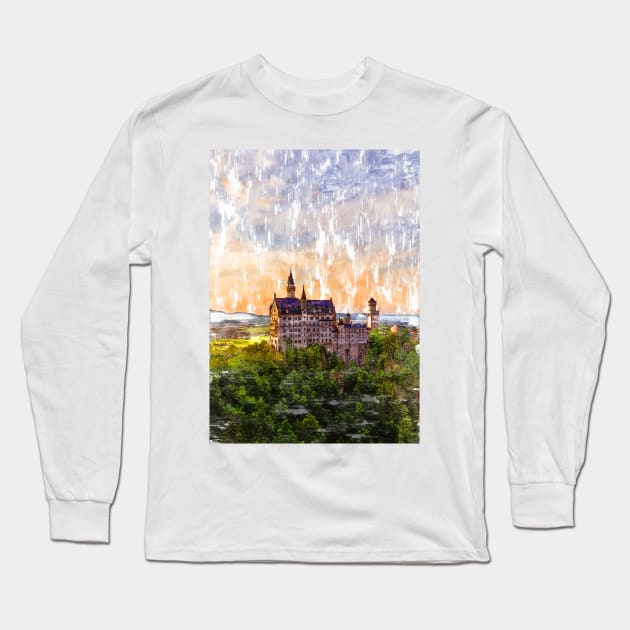 Sunset German Castle. For Vintage Castle Lovers. Long Sleeve T-Shirt by ColortrixArt